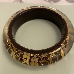 Louis Vuitton LV Authentic Monogram Thick Lucite Arcrylic Inclusion Bangle